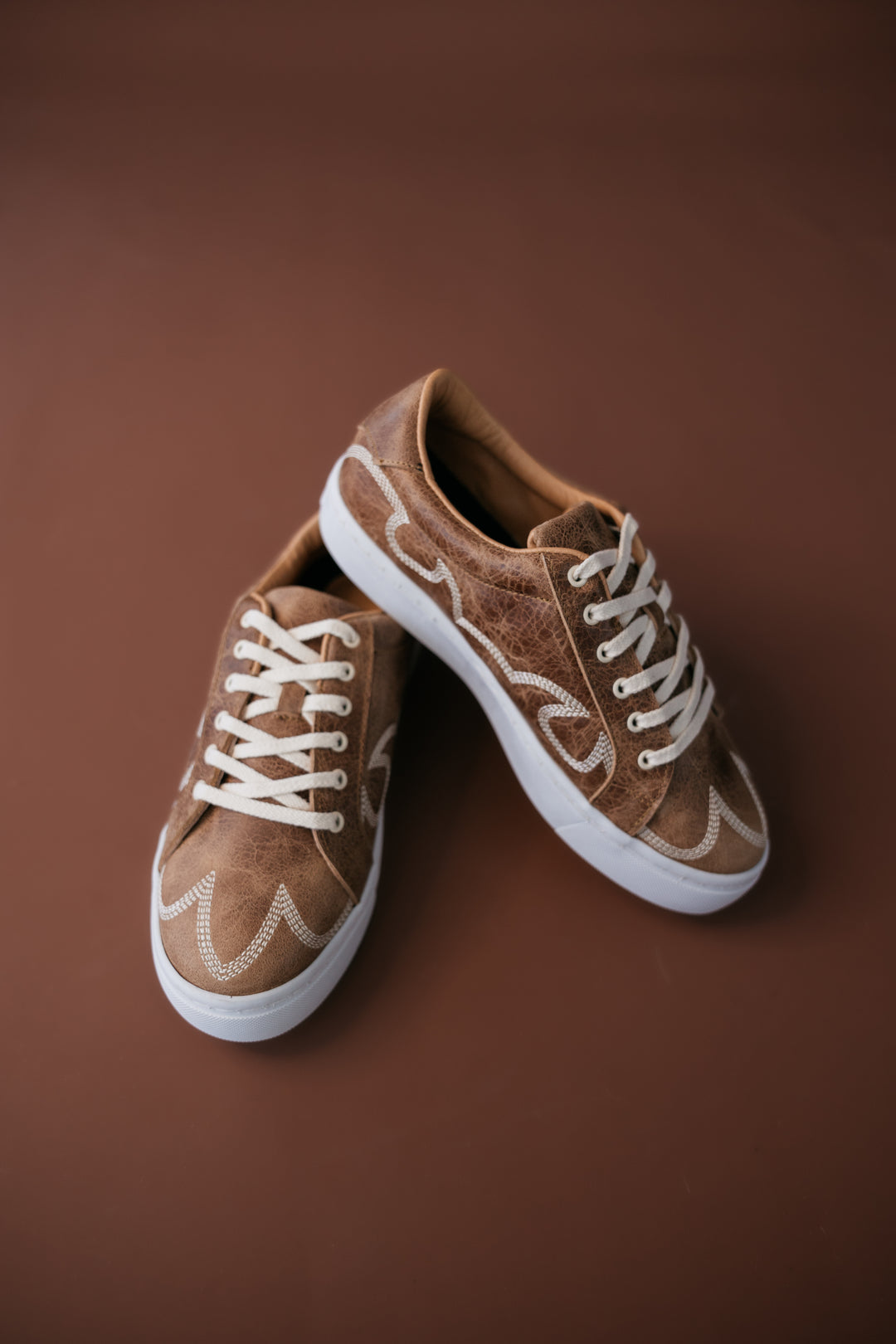Skye Western Leather Tennis Shoes- Tan