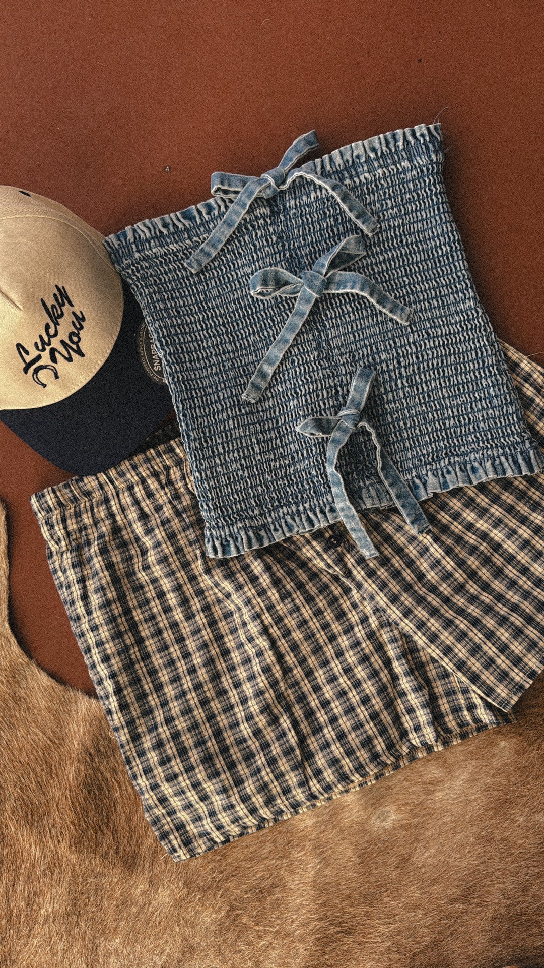 Smocked Denim Strapless Top
