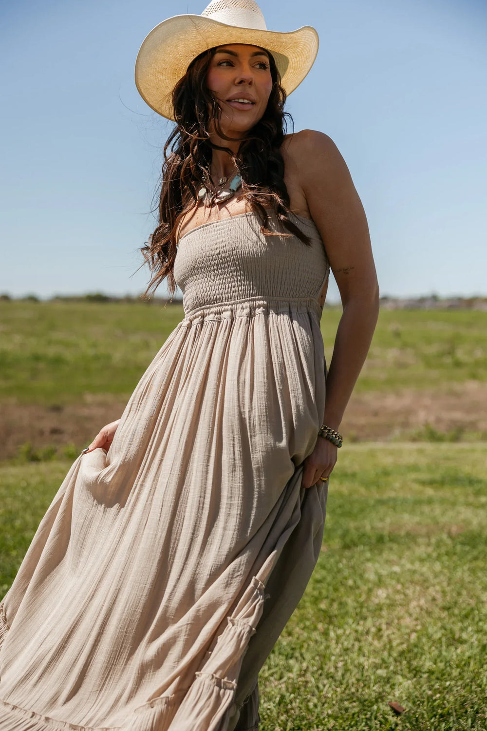 western maxi dress Women's Western Cowgirl Dress 70s Vintage Elegant Colorblock Maxi Dress Fall Casual Long Sleeve Boho Long Dress,White,S at Amazon Women's Clothing store
