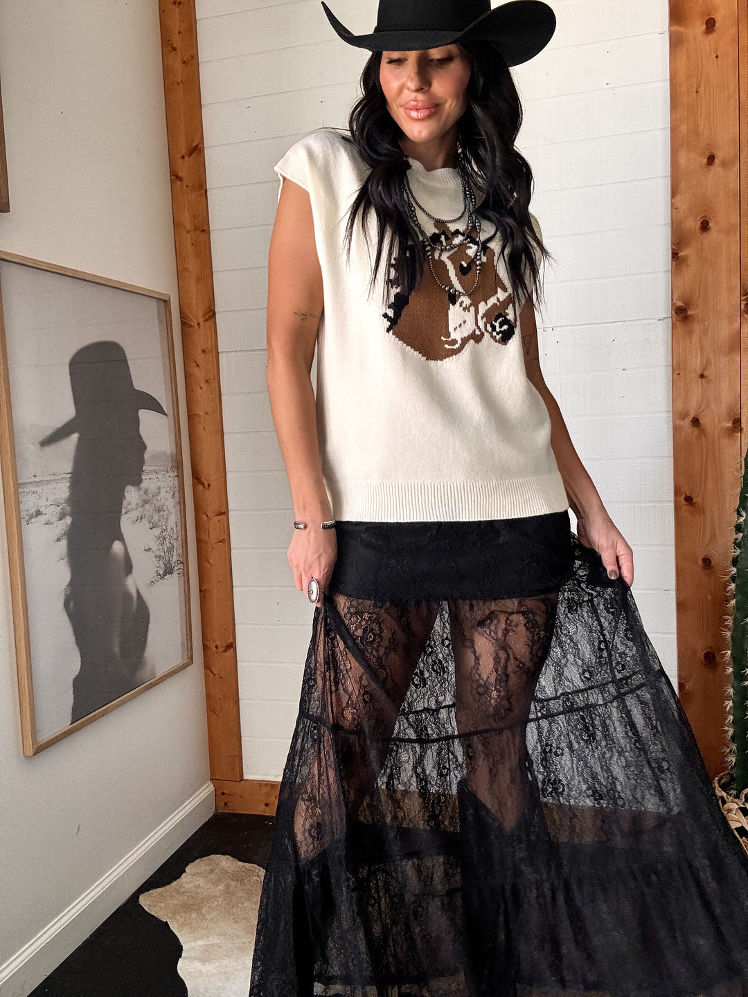 Horse Head Ivory Sweater Vest