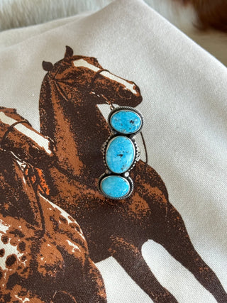 The Three Stone Turquoise Ring (Size 8.5)