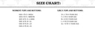 Size chart for women's and girls' tops and bottoms with age groups.