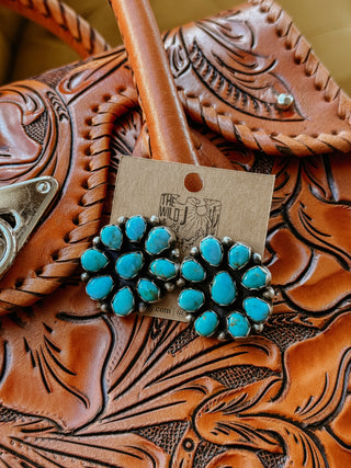 Turquoise Flower Cluster Earrings