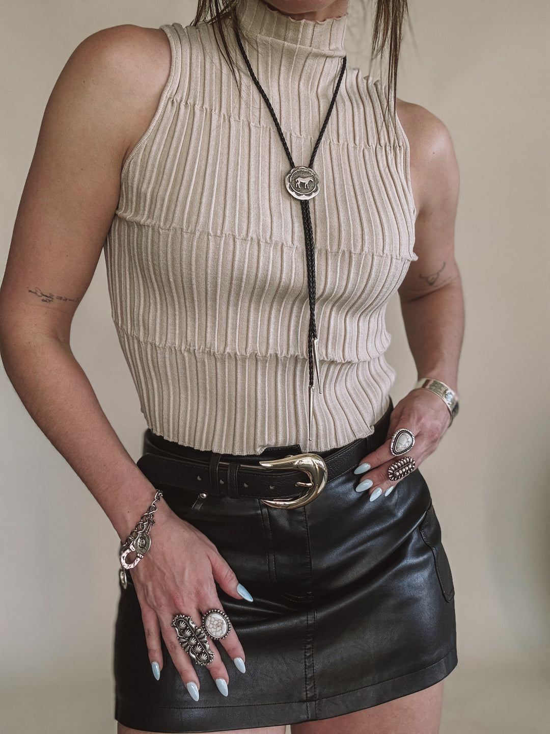 High Mock Neck Sleeveless Top