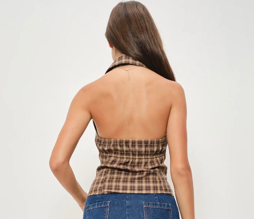 Prairie Plaid Halter Top PRE ORDER 8/15