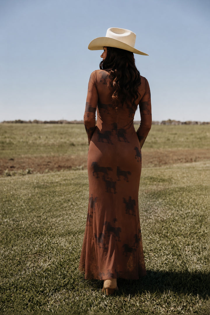 Equestrian Mesh Maxi Dress PRE ORDER 9/15