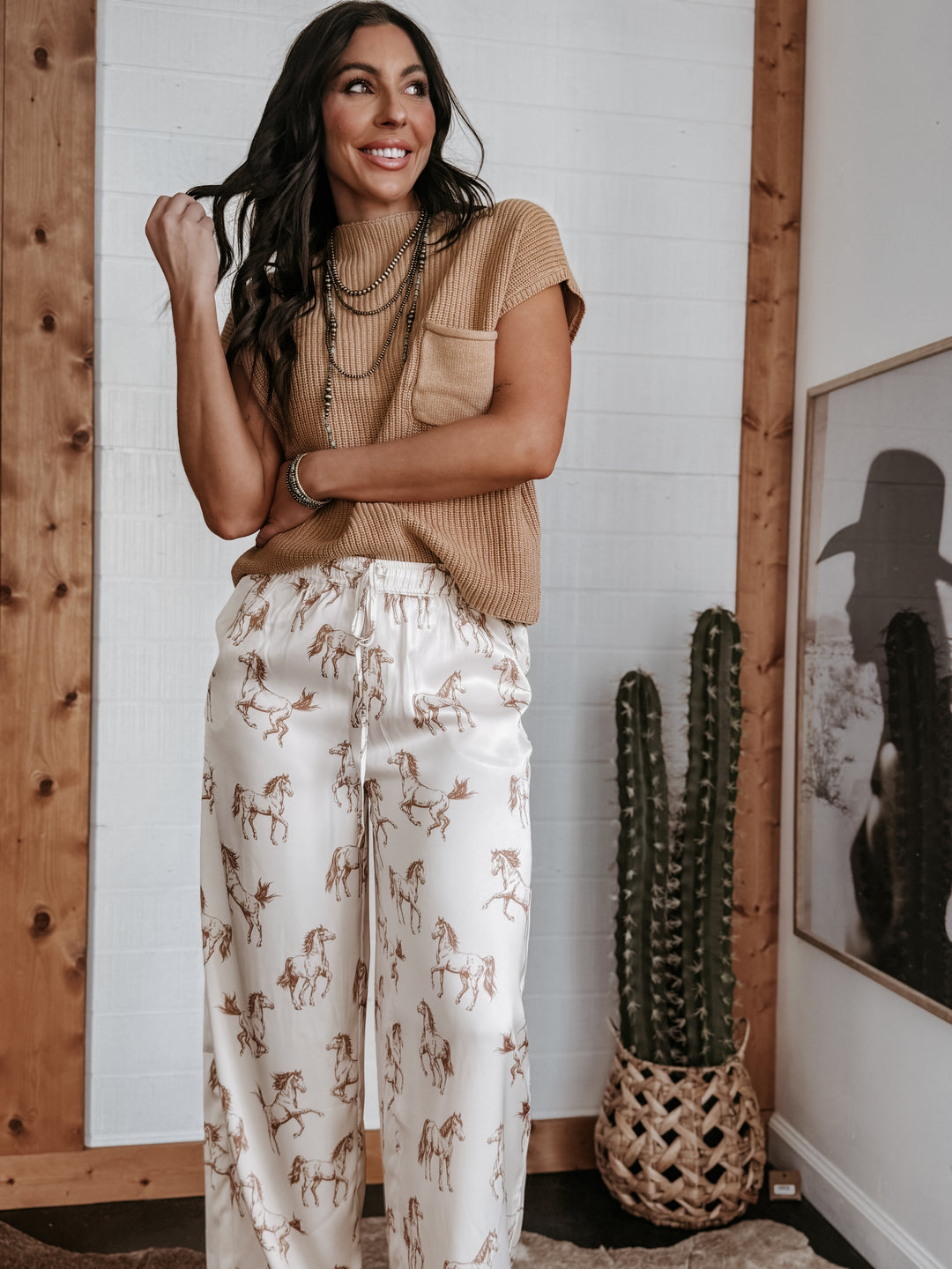 Western Horse Satin Pants