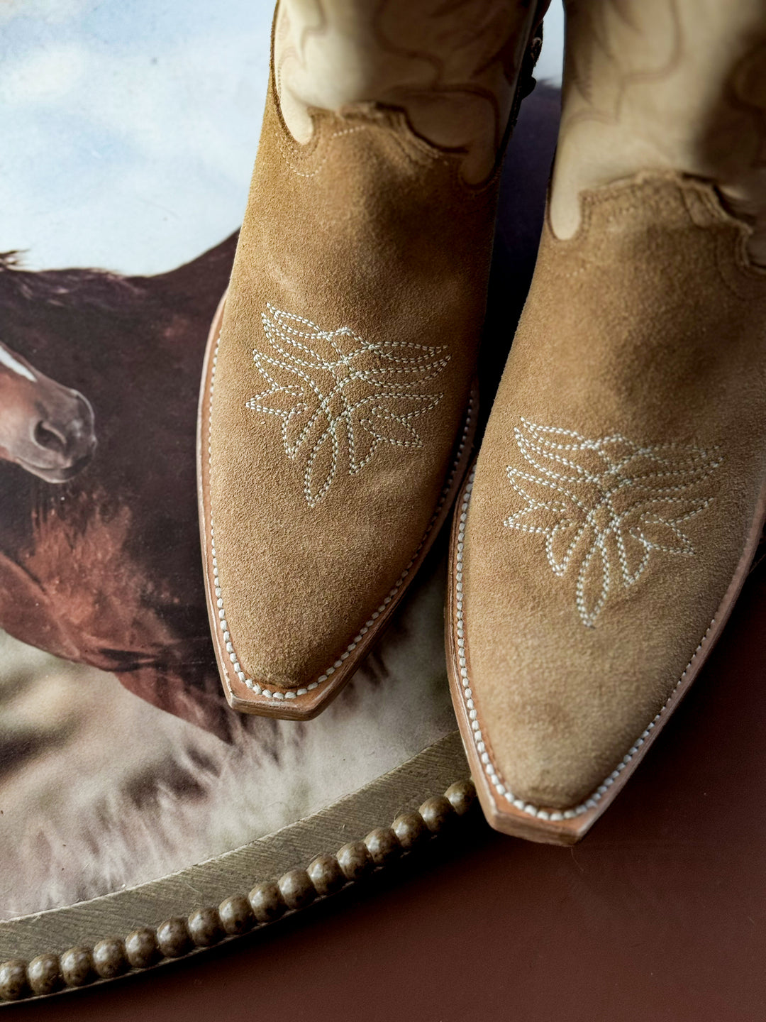 Roper Suede Vamp Boots - tan