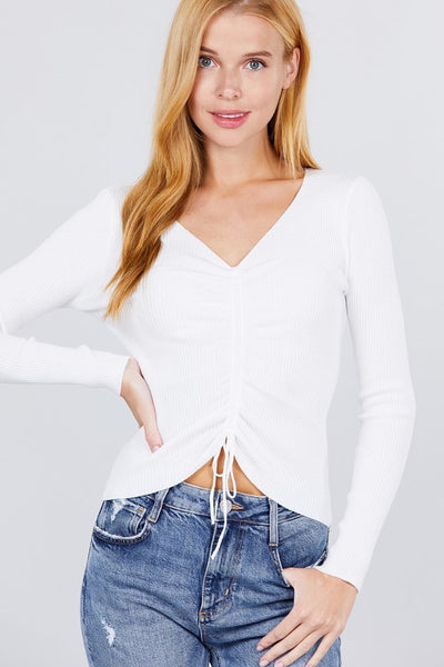 The Long Sleeve Scrunch Top (WHT)