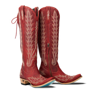 The Lexington Boot Knee High Corset Boot (Ruby)