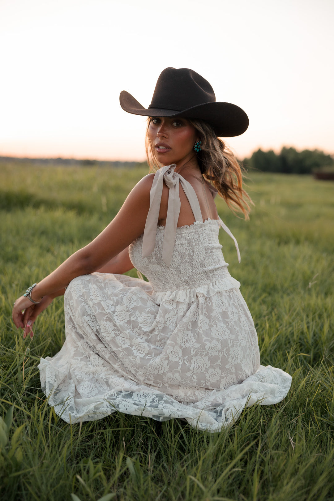 Dust &amp; Lace Tie Shoulder Midi Dress PRE ORDER 8/31