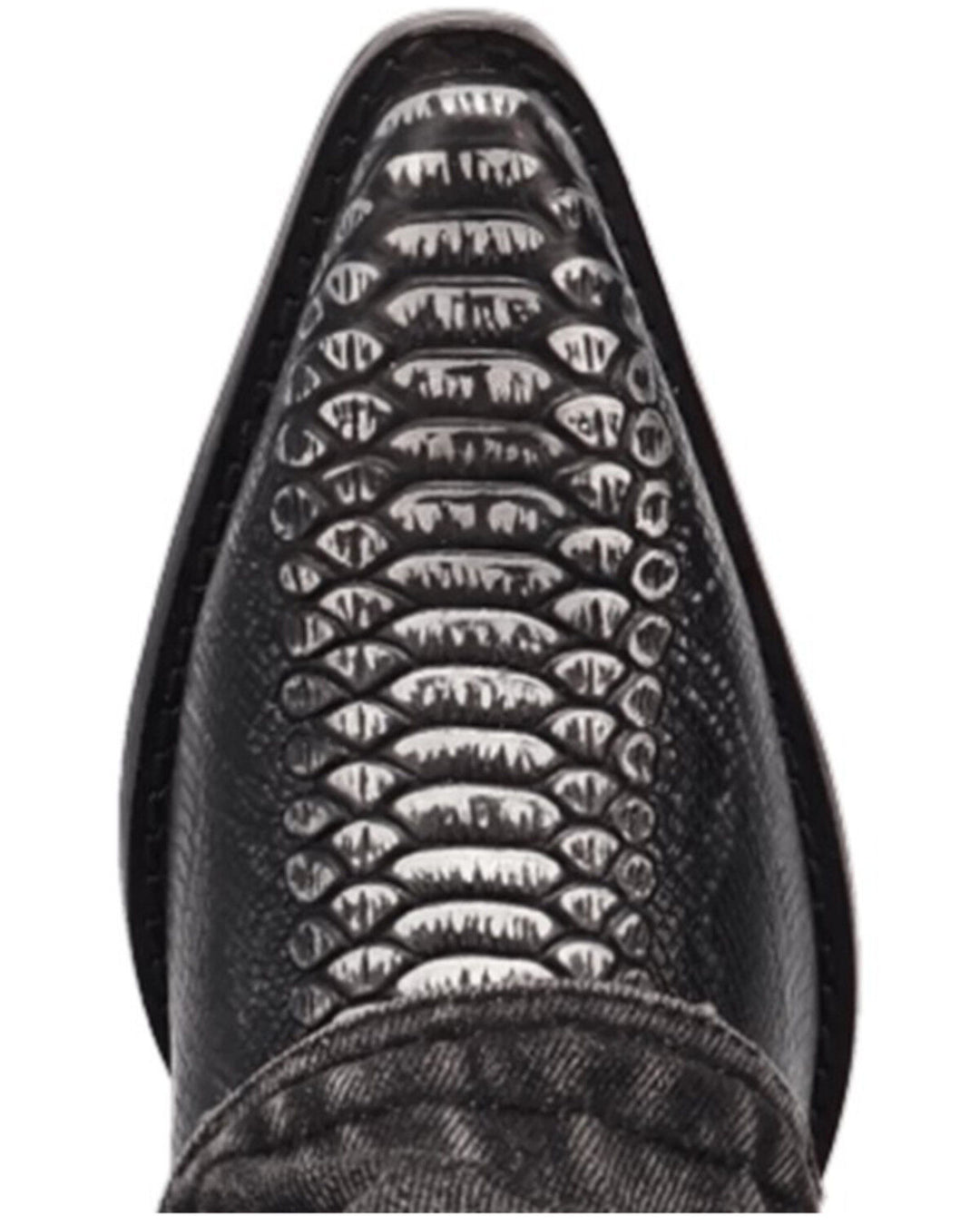 Dingo Shabby Black Denim & Lizard Embossed Western Boots