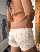 Mini western skort in cream with horse print, back view