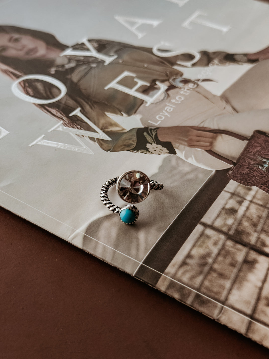 Turquoise Stone & Sparkle Wrap Ring
