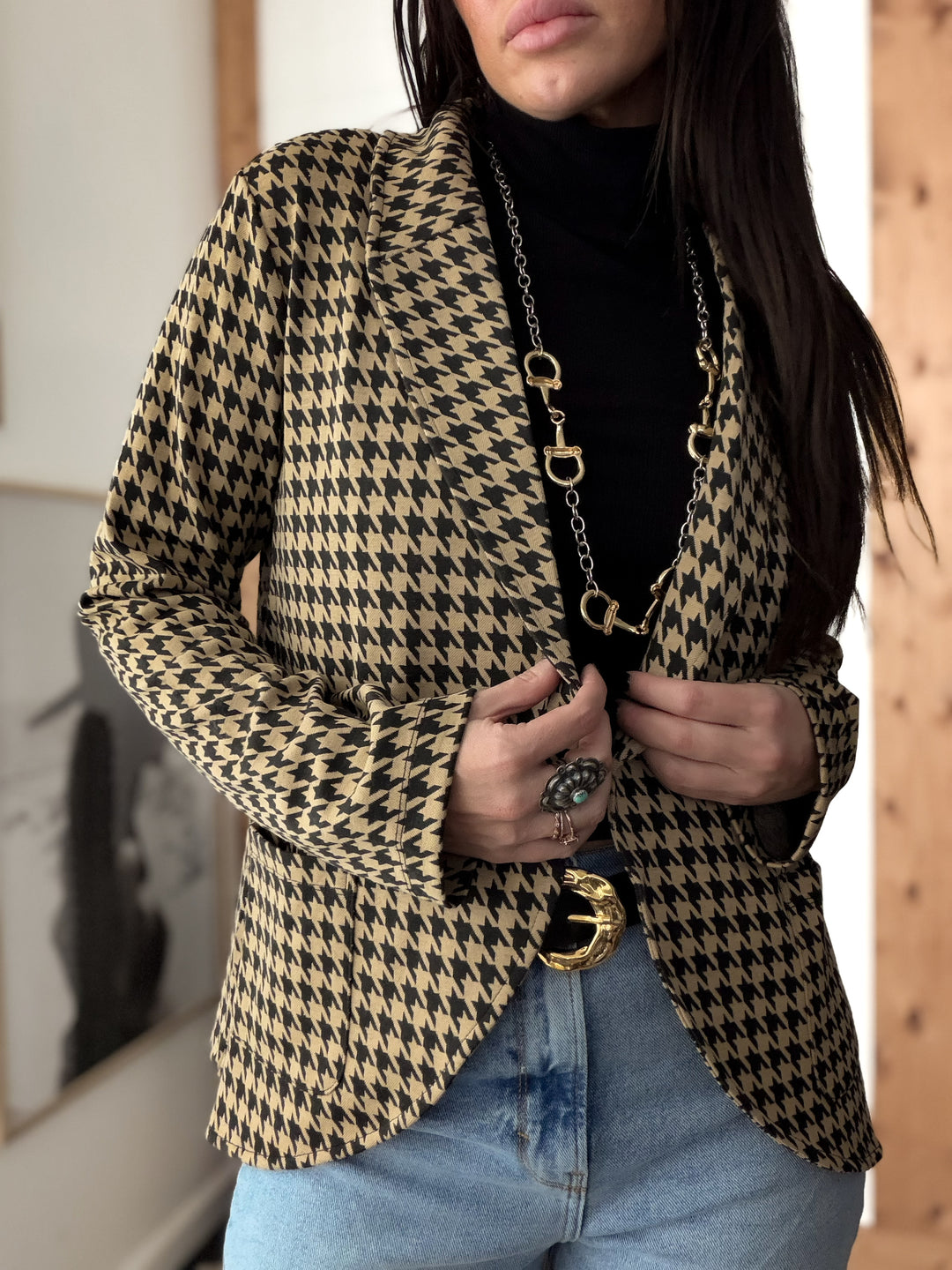 Houndstooth Blazer Jacket