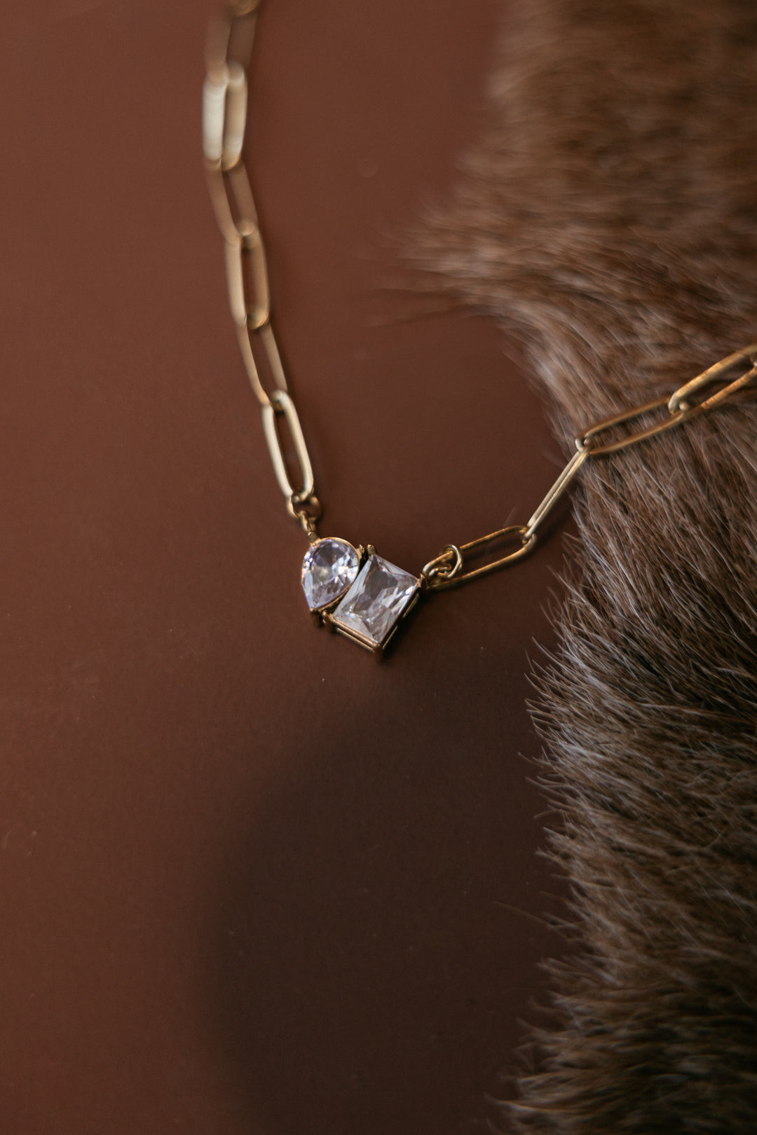 Toi et Moi Paperclip Necklace – Gold