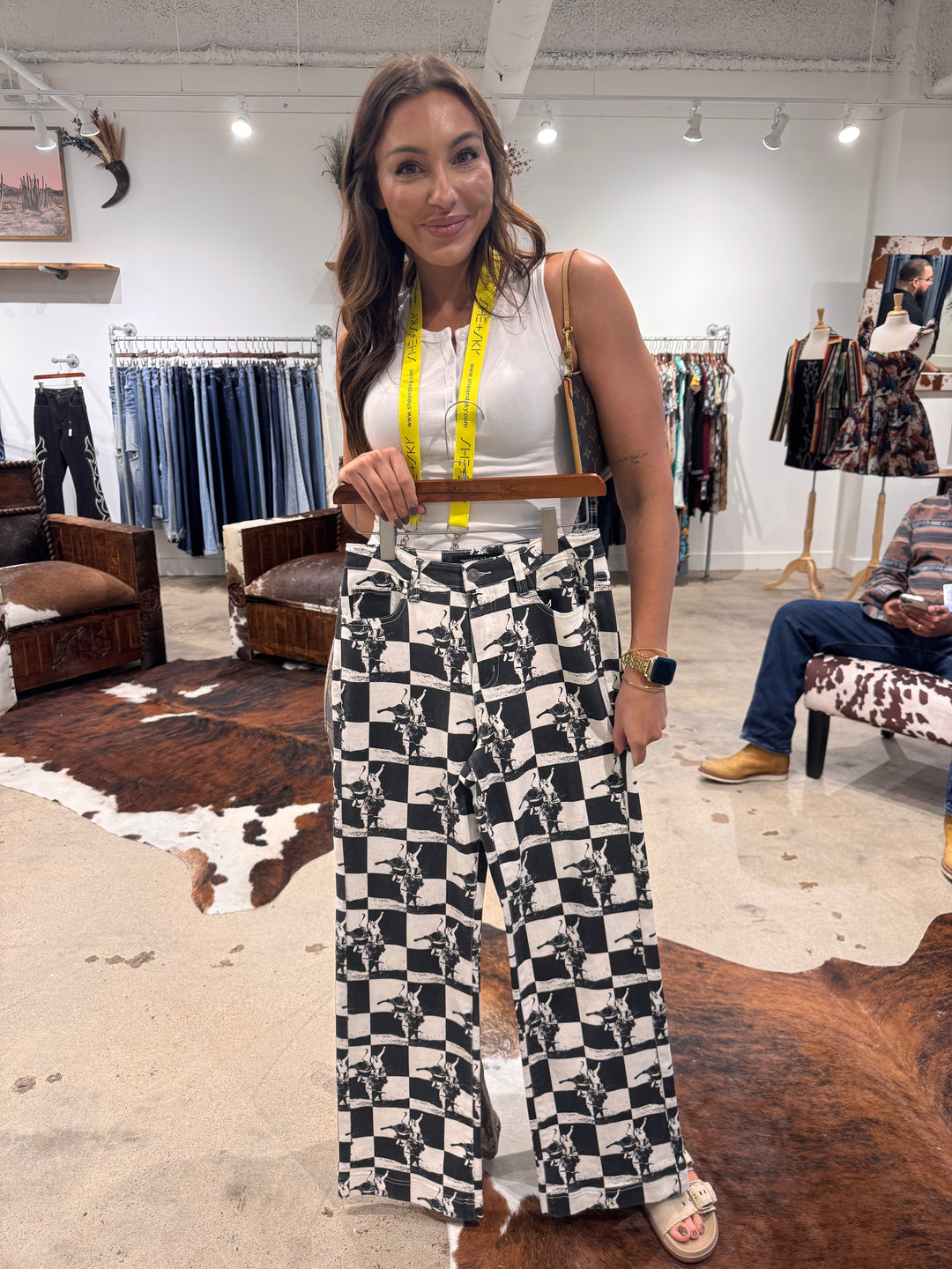 Bucking Bull Checkered Straight Leg Jeans