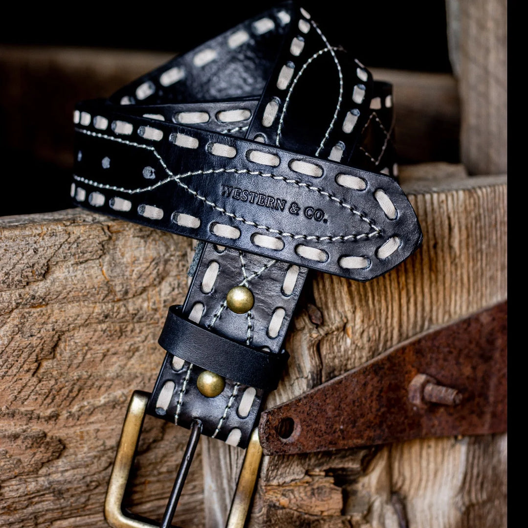 The Classic Buck Stitch Belt - Black