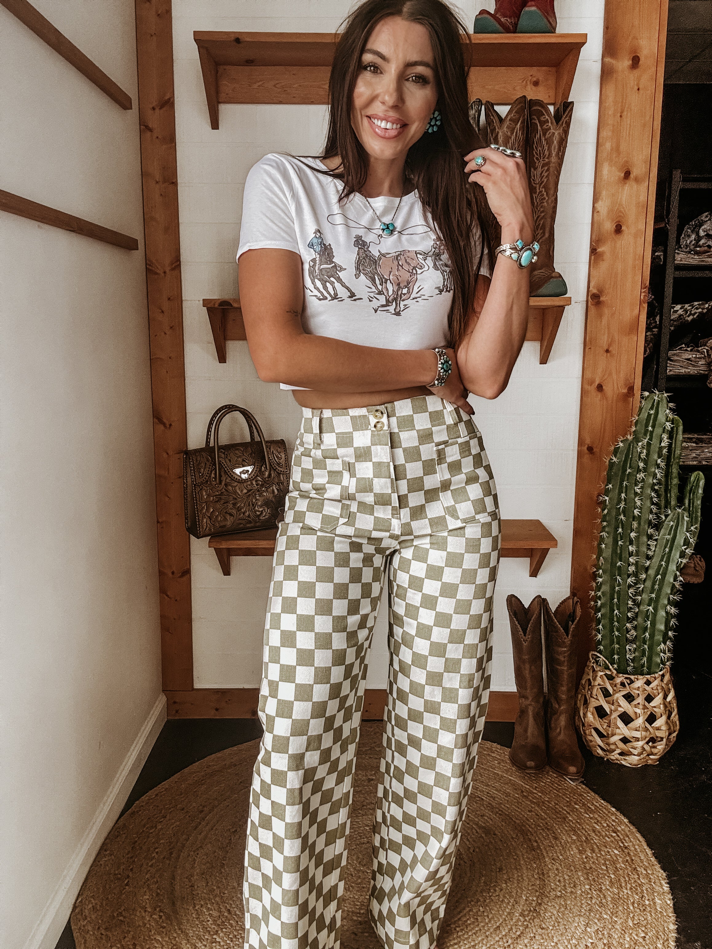 パンツ EFFECTEN Bend Checkered Flag Wide Pants 2024 Summer] EFFECTEN / Bend Checkered Flag Wide Pants