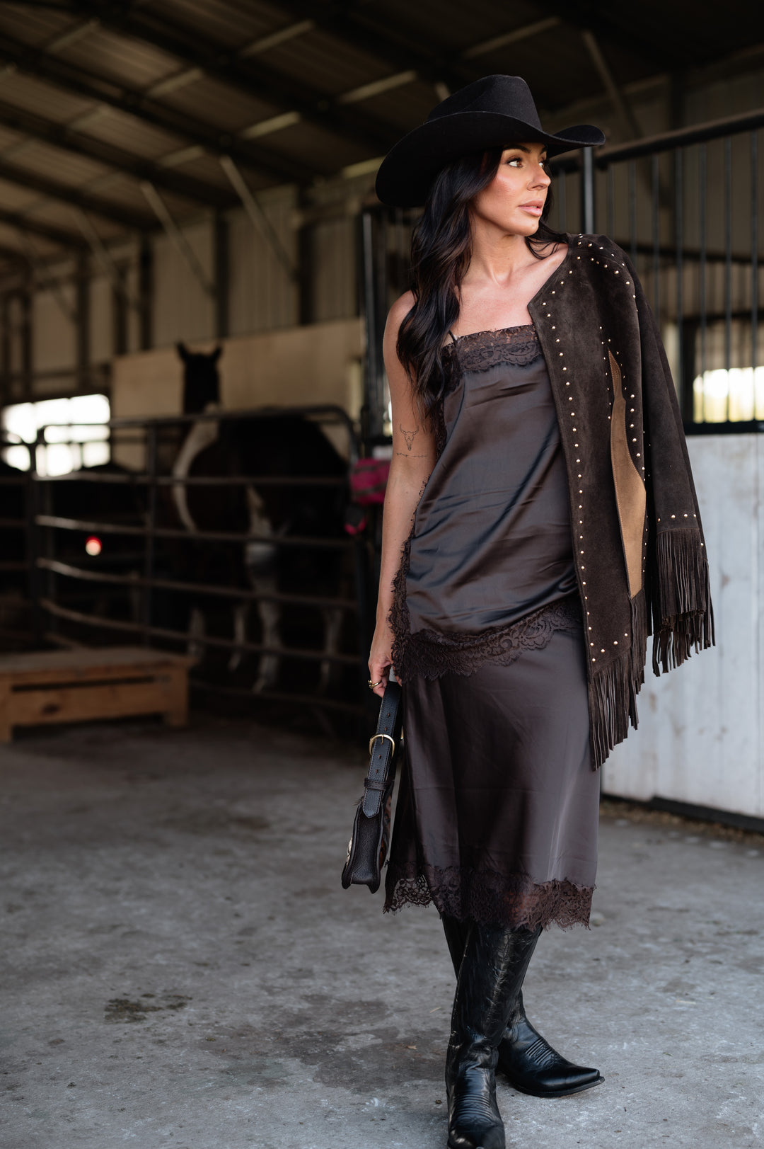 Cocoa Satin & Lace Set