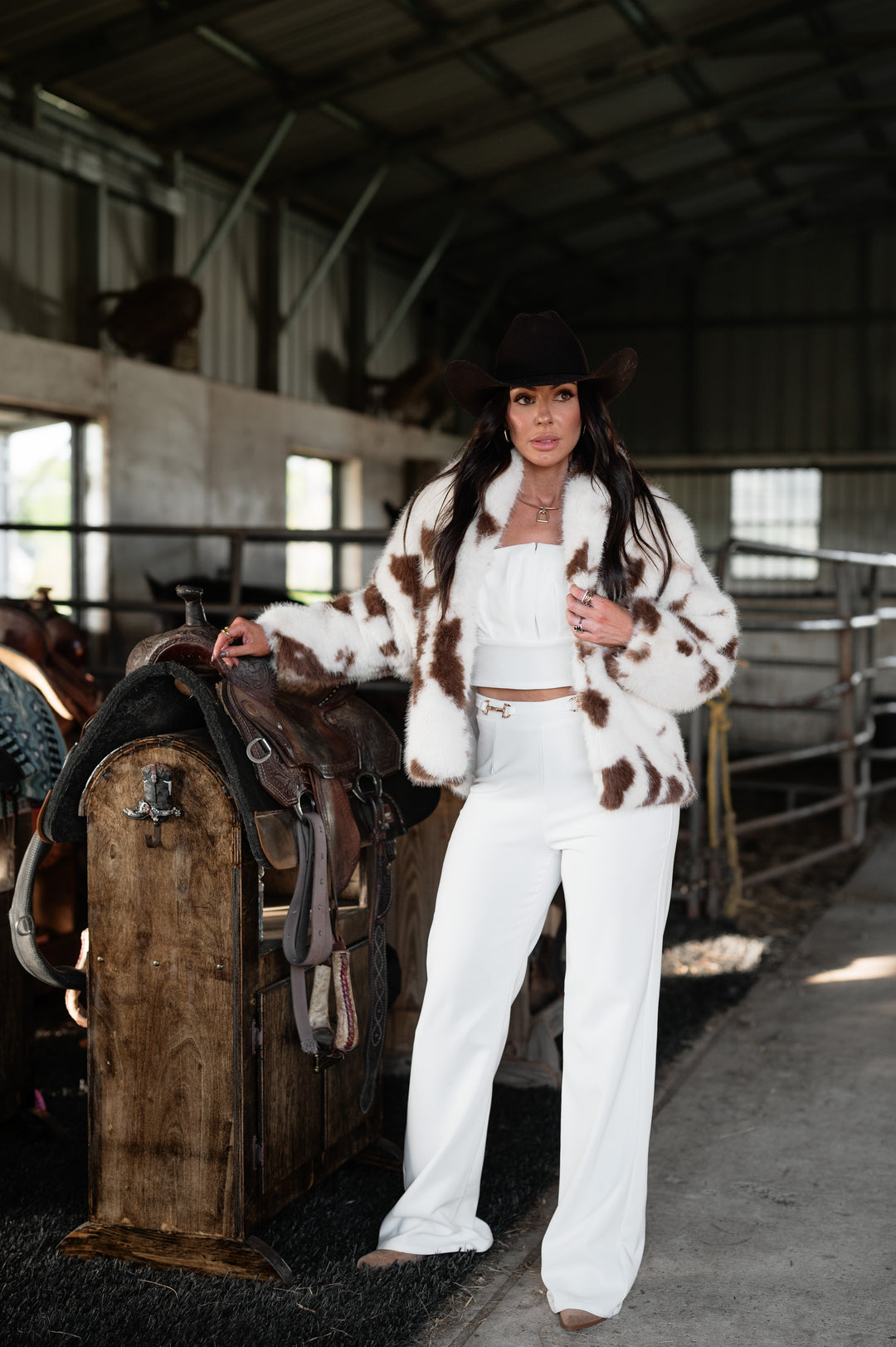 Faux Fur Cow Print Jacket ll