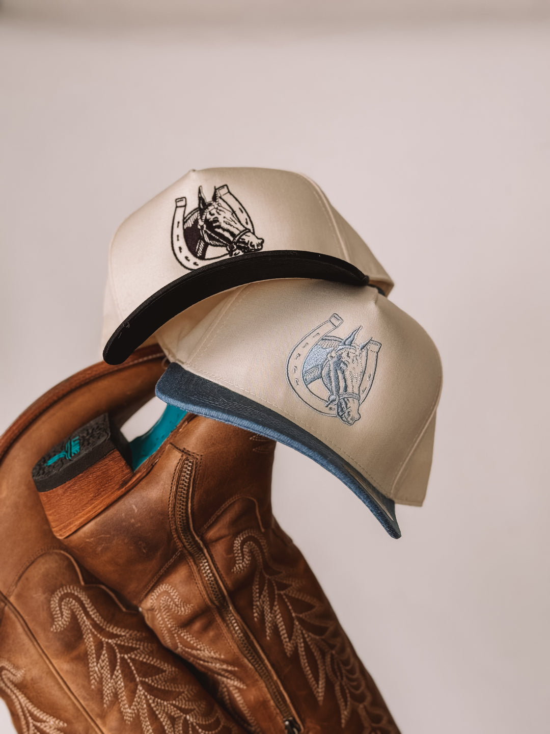 Cowgirl baseball cap style horse-head trucker hat detail