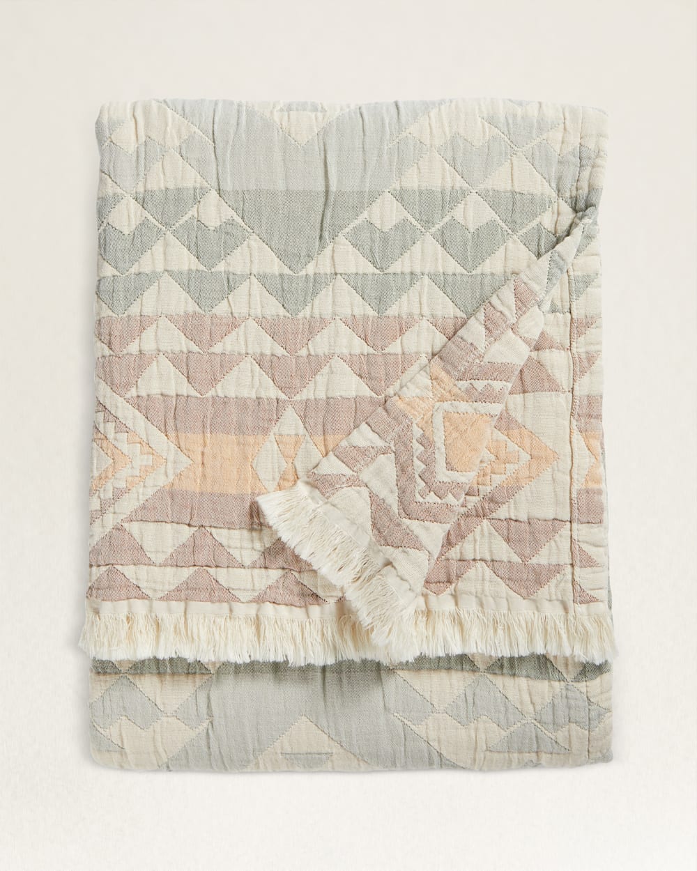Organic Cotton Fringed Throw – Aqua Highland Peak