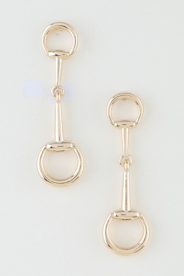 Gold snaffle bit earrings with stud earring back