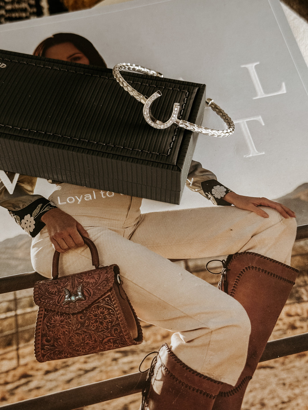 Kelly Herd sterling silver Italian weave horseshoe bracelet