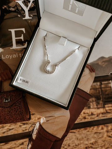 Kelly Herd Pavé Horseshoe Necklace in sterling silver with CZ stones