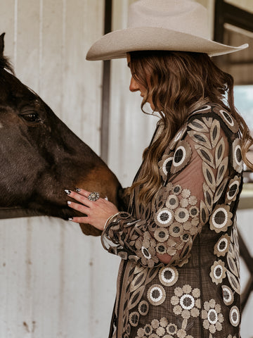 close-up of mesh cardigan