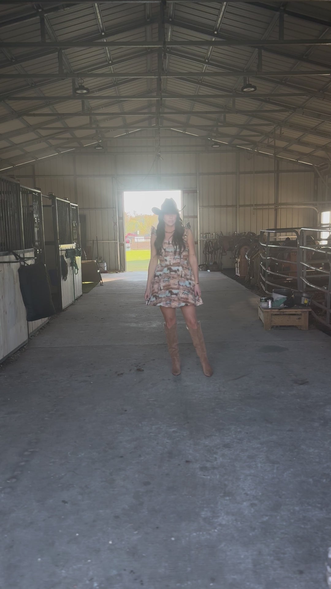 Running Horse Woven Ruffle Dress