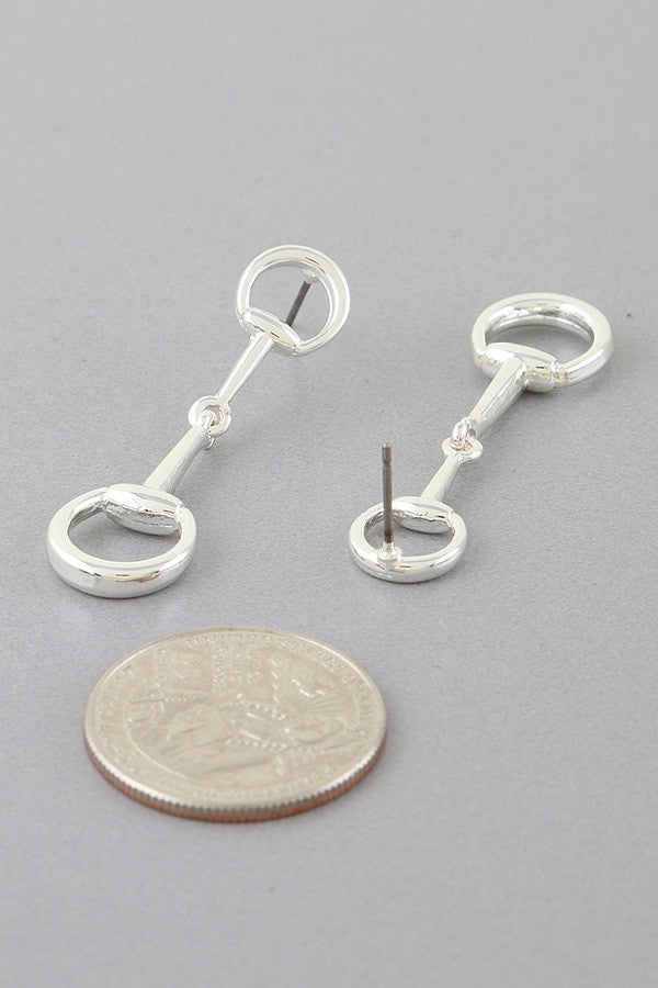 Silver snaffle bit earrings with stud earring back
