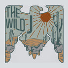 Southwestern desert graphic with cacti, sun, and mountains, featuring bold text 'The Wild J'.